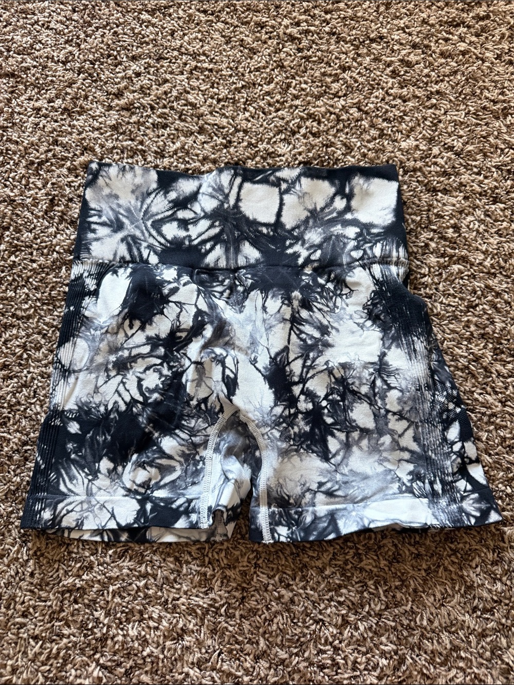 Amazon Women’s High-Waist Tie-Dye Bike Shorts - Black & White